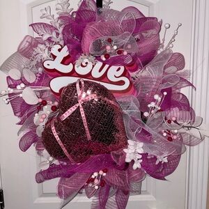 Pink and White Valentine's Day Wreath